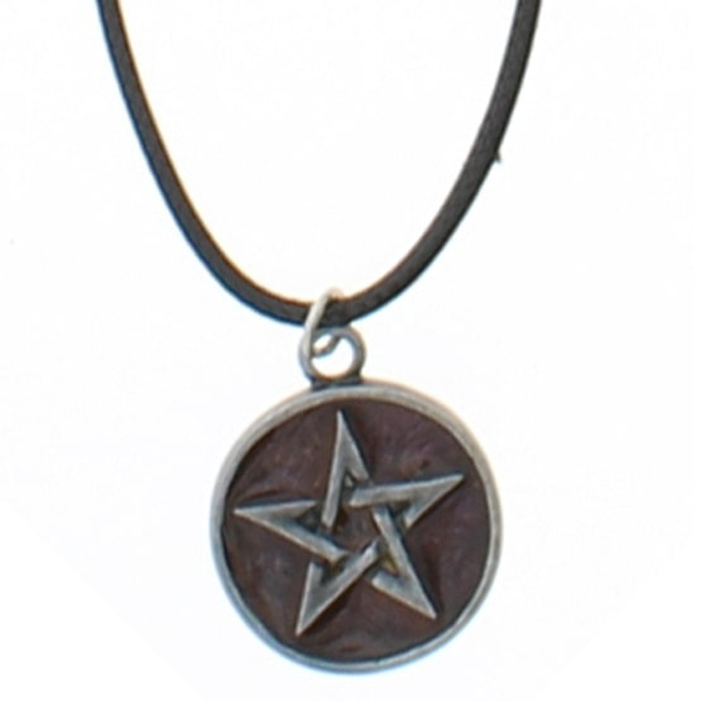 Zac's Alter Ego - Brown Epoxy Pentagram Thong Necklace - Brown